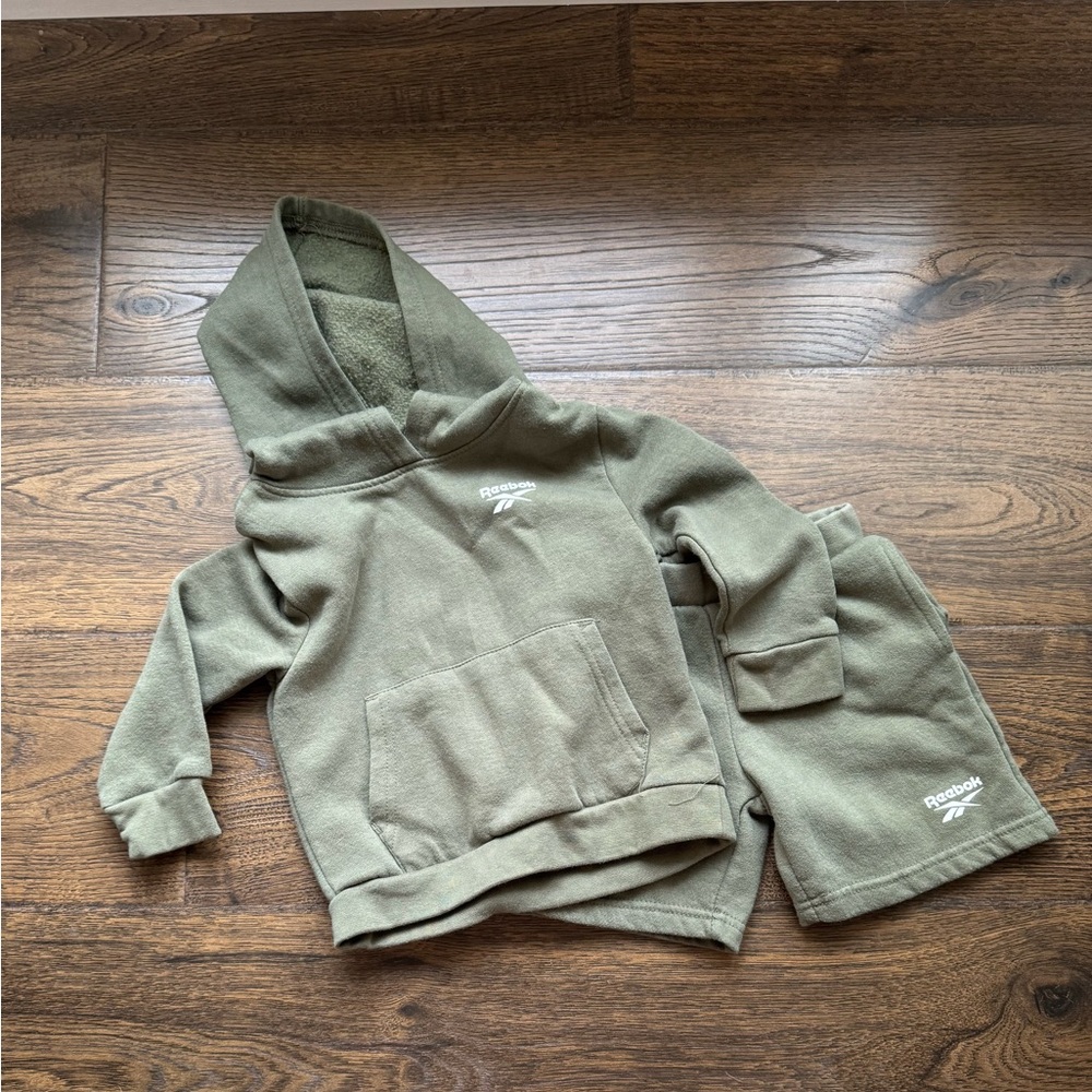 Reebok Kids Olive Green Hoodie and Shorts Set